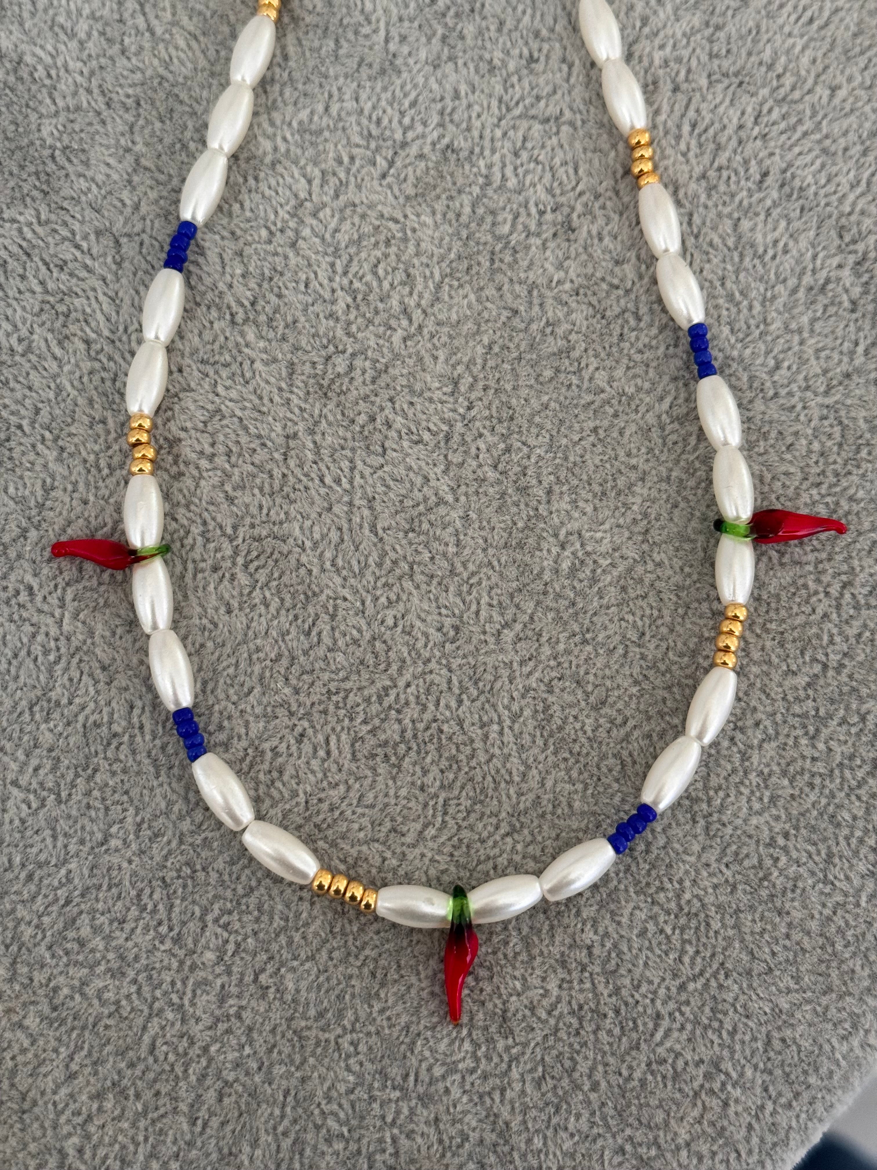 Collar Ají y Perlas