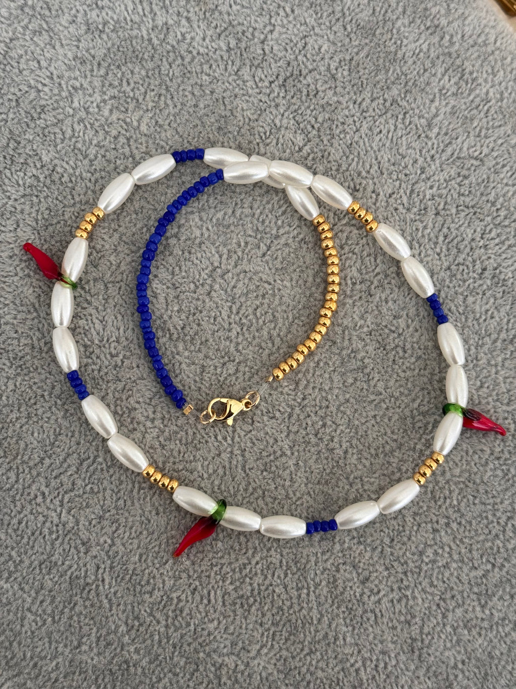 Collar Ají y Perlas