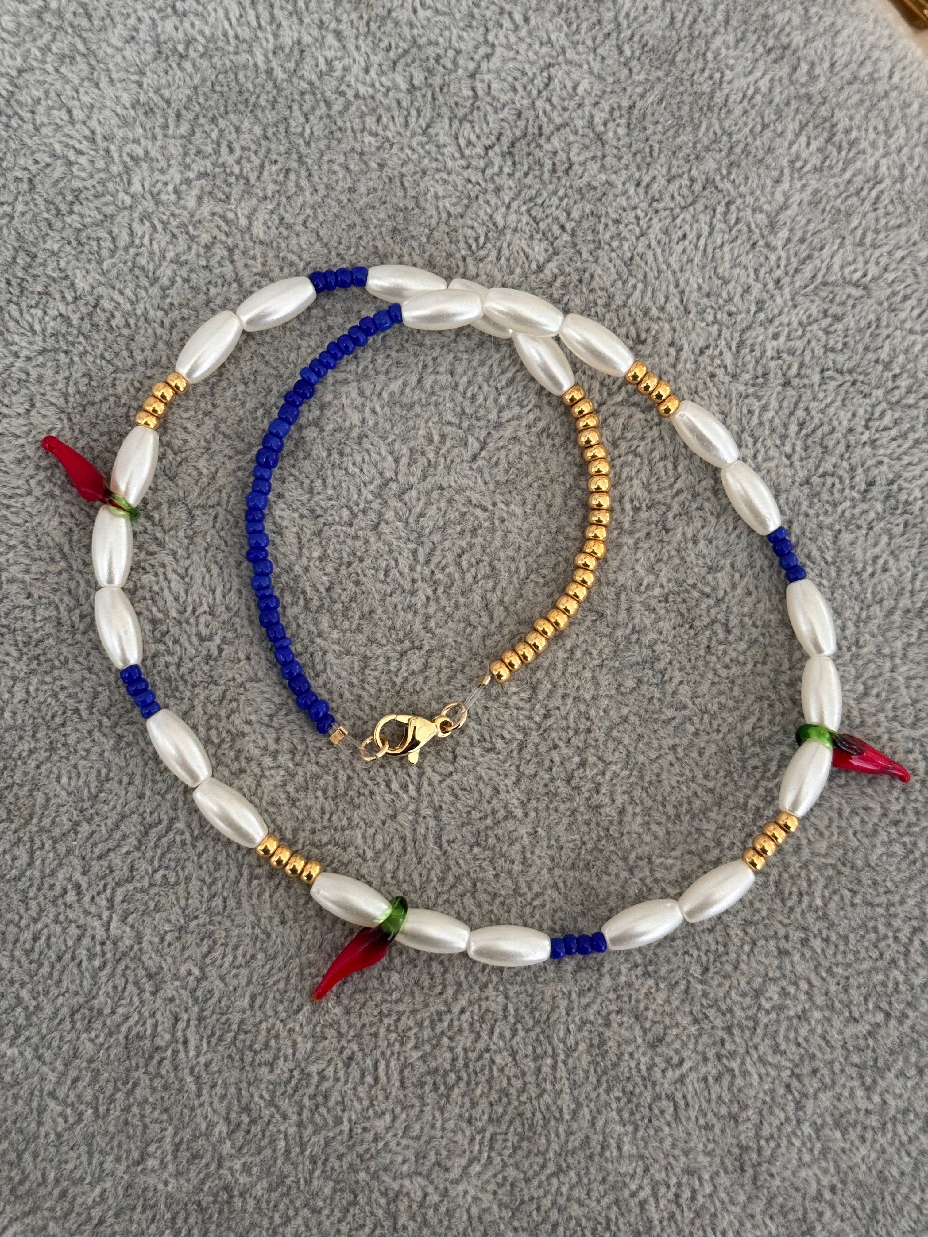 Collar Ají y Perlas